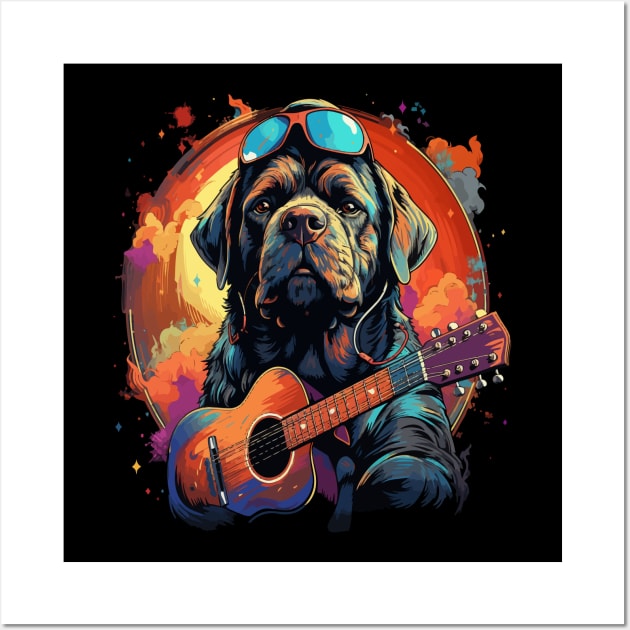 English Mastiff Playing Guitar Wall Art by JH Mart